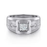 14K White Gold Diamond Mens Engagement Ring in High Polish Finish - 0.48 ct