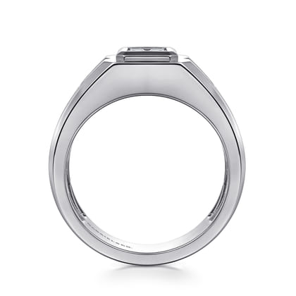 14K White Gold Diamond Mens Engagement Ring in High Polish Finish
