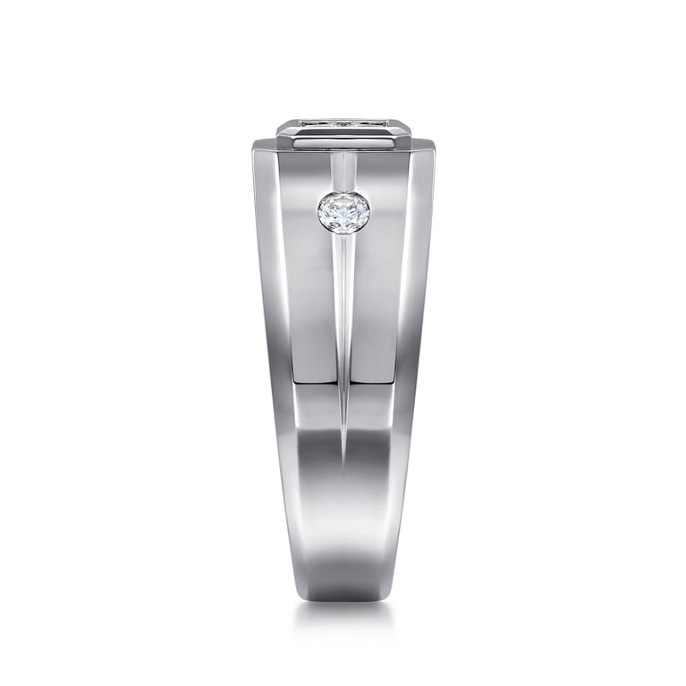 14K White Gold Diamond Mens Engagement Ring in High Polish Finish - 0.5 ct - Shot 4