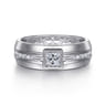 14K White Gold Diamond Mens Engagement Ring in High Polished Finish - 0.98 ct