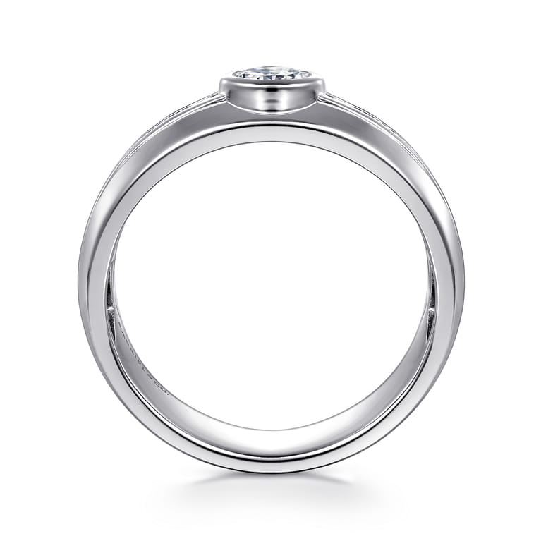 14K White Gold Diamond Mens Engagement Ring in High Polished Finish - 1.05 ct - Shot 2
