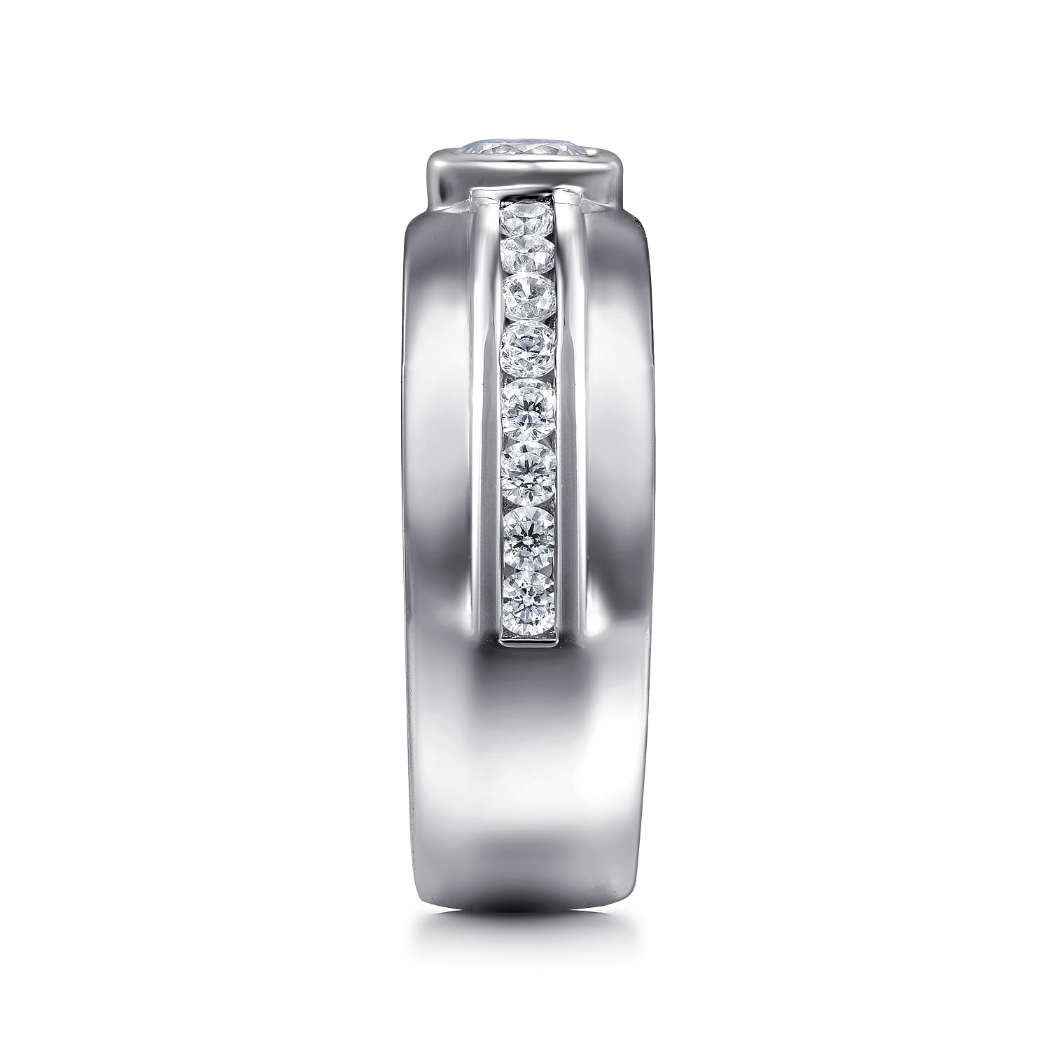 14K White Gold Diamond Mens Engagement Ring in High Polished Finish - 1.01 ct - Shot 4