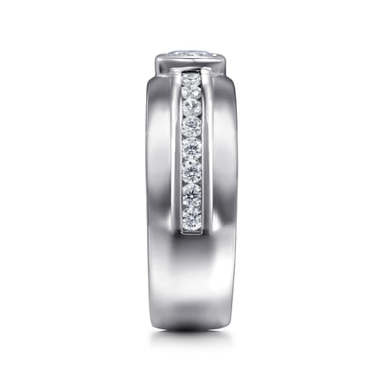 14K White Gold Diamond Mens Engagement Ring in High Polished Finish