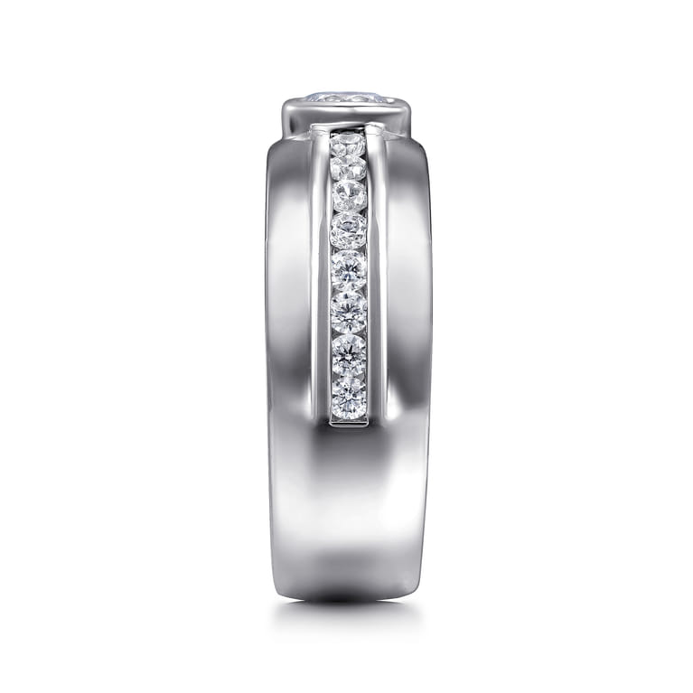 14K White Gold Diamond Mens Engagement Ring in High Polished Finish - 1.05 ct - Shot 4