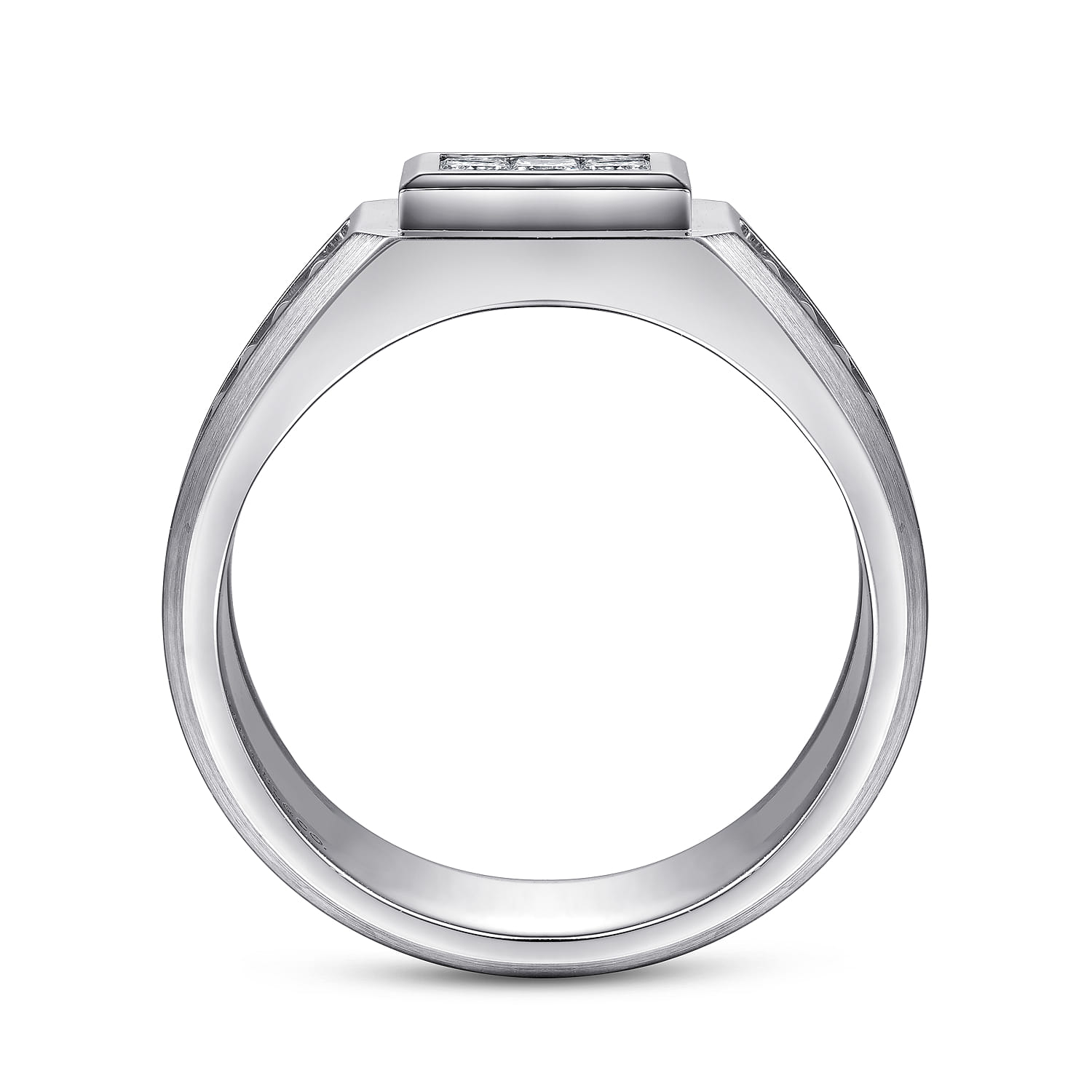 14K White Gold Diamond Mens Ring in High Polished Finish - 0.4 ct - Shot 2