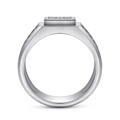 14K White Gold Diamond Mens Ring in High Polished Finish