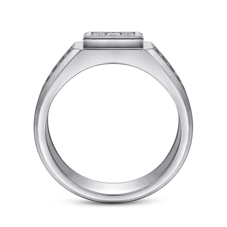 14K White Gold Diamond Mens Ring in High Polished Finish - 0.4 ct - Shot 2