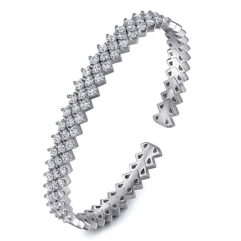 14K White Gold Diamond Mesh Bangle - 2.5 ct - Shot 2