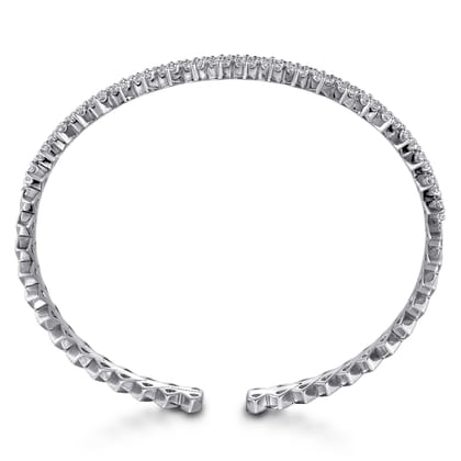 14K White Gold Diamond Mesh Bangle