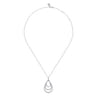 14K White Gold Diamond Multi Row Teardrop Drop Necklace - 1.1 ct