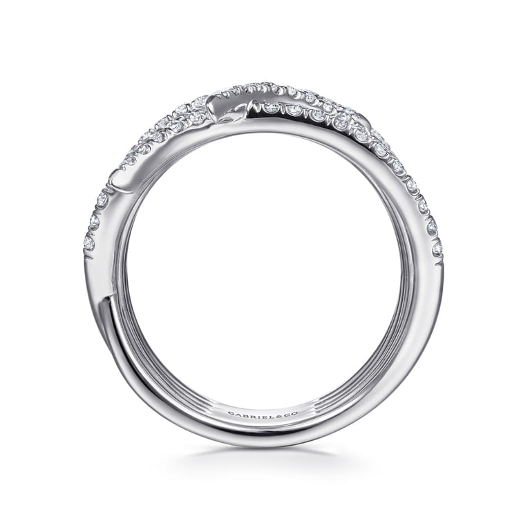 14K White Gold Diamond Multi Row Twisted Vine Ring - 1 ct - Shot 2