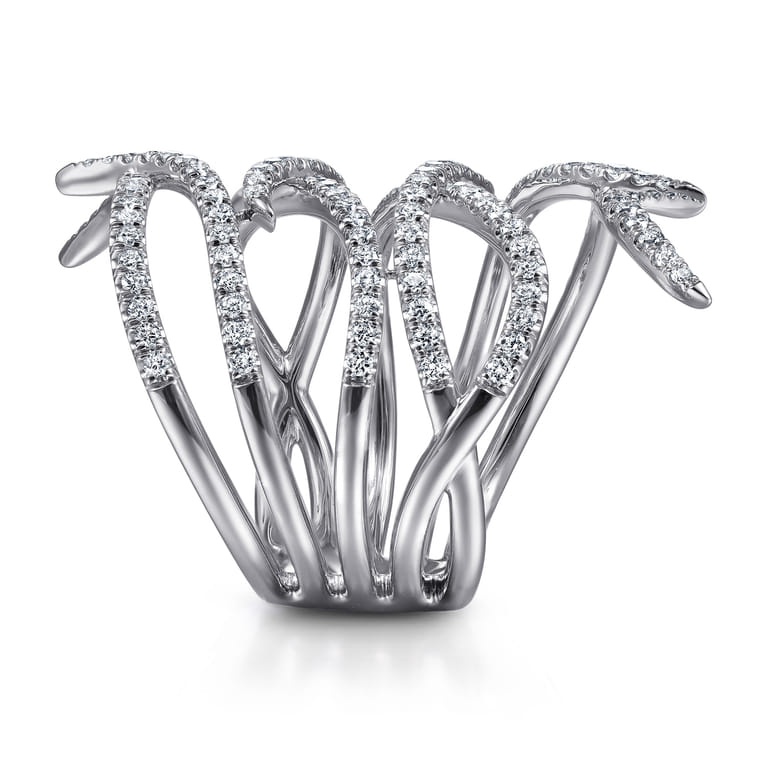 14K White Gold Diamond Multi Row Twisted Vine Ring - 1 ct - Shot 4