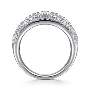 14K White Gold Diamond Multi Row Wide Band Ring