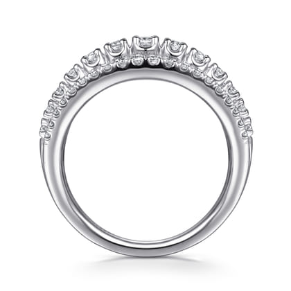 14K White Gold Diamond Multi Row Wide Band Ring