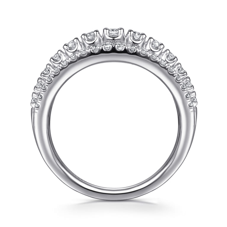14K White Gold Diamond Multi Row Wide Band Ring - 0.6 ct - Shot 2