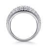 14K White Gold Diamond Multi Row Wide Band Ring - 0.6 ct