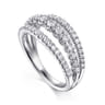 14K White Gold Diamond Multi Row Wide Band Ring - 0.6 ct