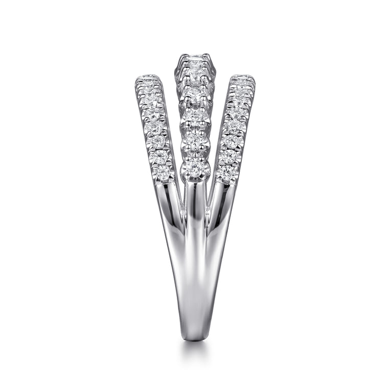 14K White Gold Diamond Multi Row Wide Band Ring - 0.6 ct - Shot 4