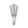 14K White Gold Diamond Multi Row Wide Band Ring - 0.6 ct