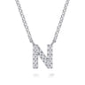 14K White Gold Diamond N Initial Pendant Necklace - 0.08 ct