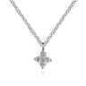 14K White Gold Diamond Necklace W Flower Shape - 0.09 ct