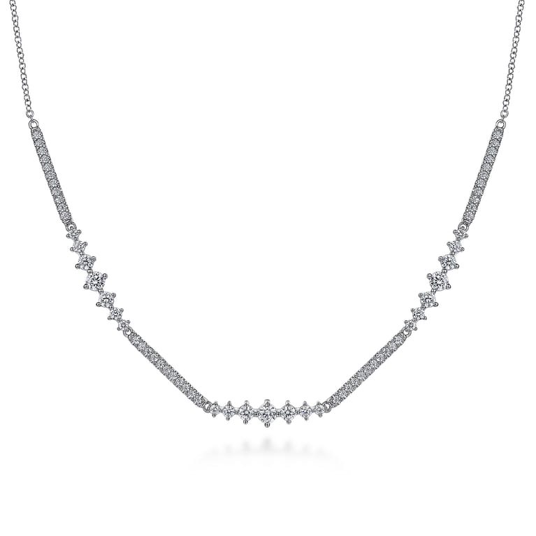 14K White Gold Diamond Necklace - 1.5 ct - Shot 1