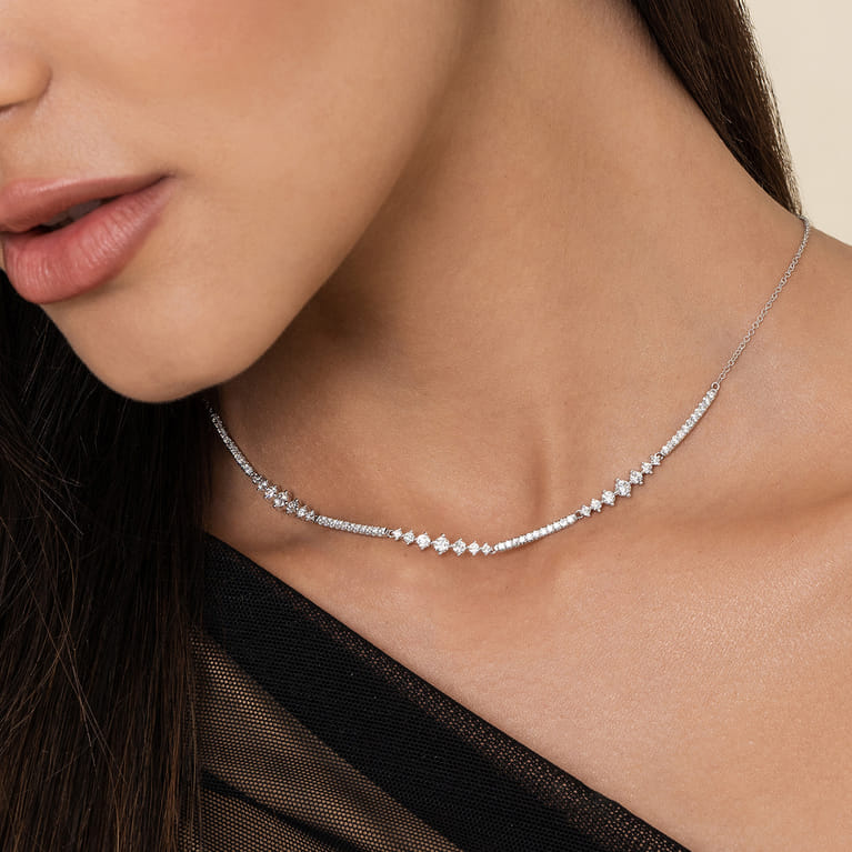 14K White Gold Diamond Necklace - 1.5 ct - Shot 4