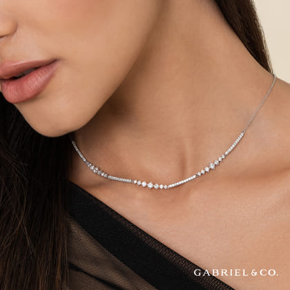 14K White Gold Diamond Necklace