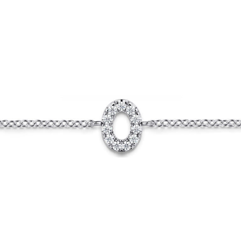 14K White Gold Diamond O Initial Chain Bracelet - 0.07 ct - Shot 2