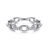 14K White Gold Diamond Oval Link Chain Ladies Ring - 0.06 ct