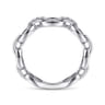 14K White Gold Diamond Oval Link Chain Ladies Ring - 0.06 ct