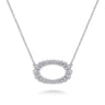 14K White Gold Diamond Oval Pendant Necklace - 0.5 ct