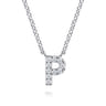 14K White Gold Diamond P Initial Pendant Necklace - 0.06 ct