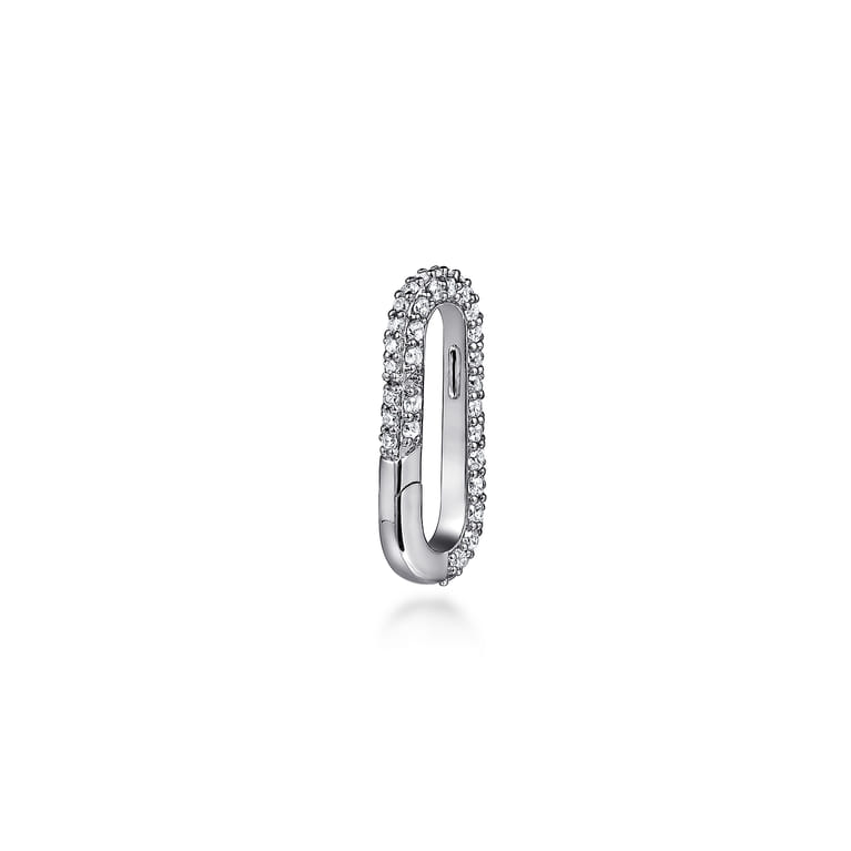 14K White Gold Diamond Paperclip Lock - 0.95 ct - Shot 1