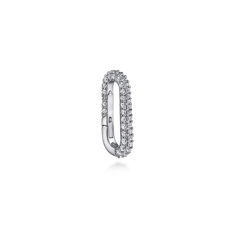 14K White Gold Diamond Paperclip Lock - 0.95 ct - Shot 2