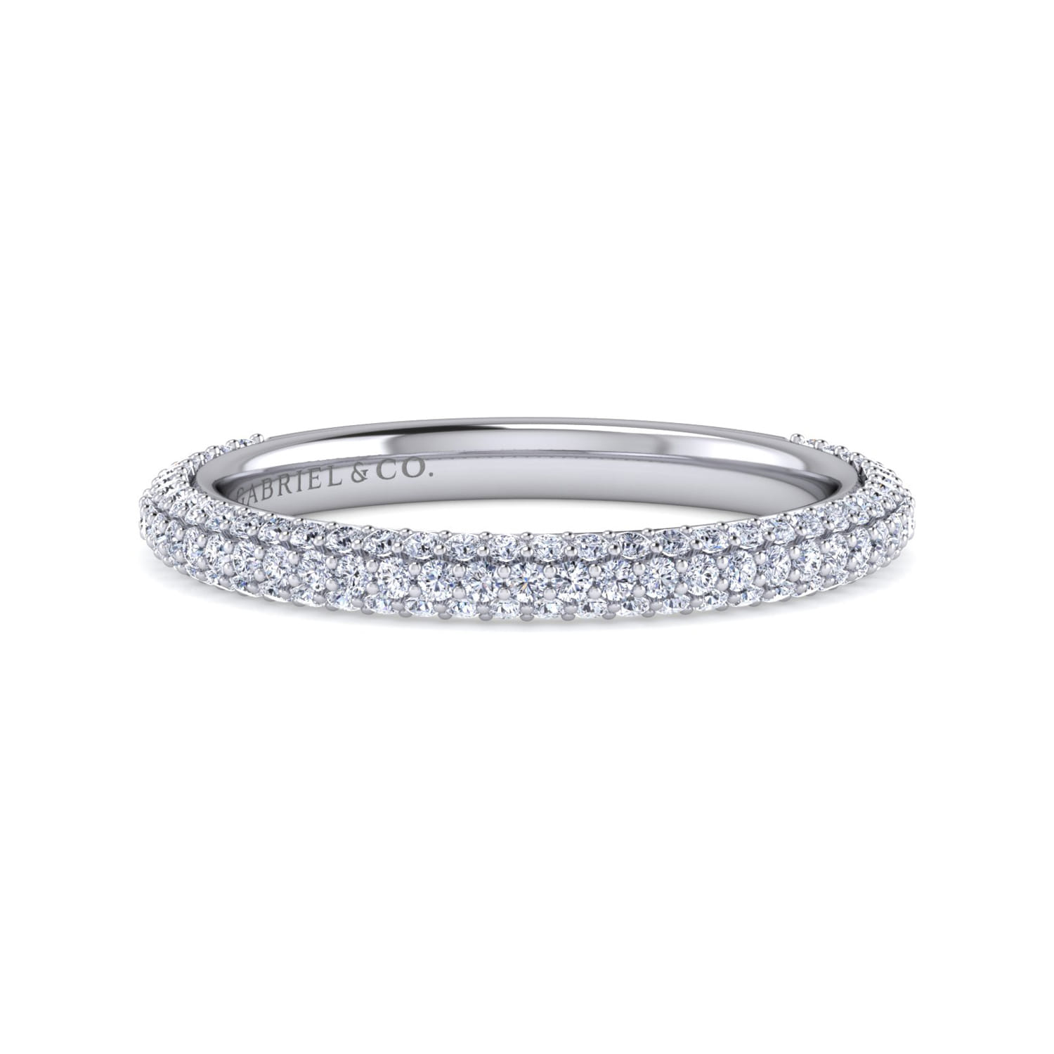 Fancy Wedding Ring in 14k White Gold with Round Natural Diamond at Gabriel & Co. - Shot 1