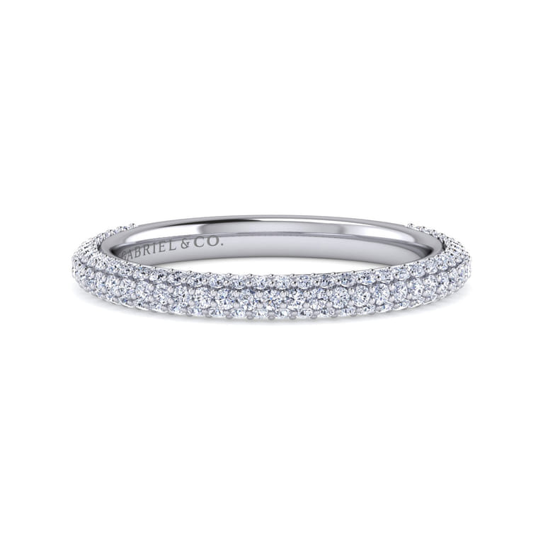 Fancy Wedding Ring in 14k White Gold with Round Natural Diamond at Gabriel & Co. - Shot 1
