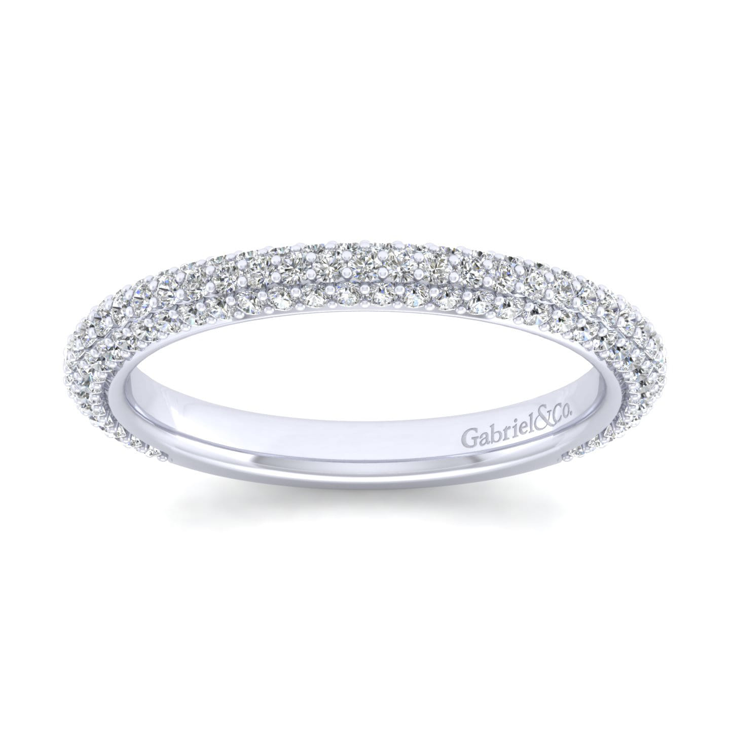 Fancy Wedding Ring in 14k White Gold with Round Natural Diamond at Gabriel & Co. - Shot 5