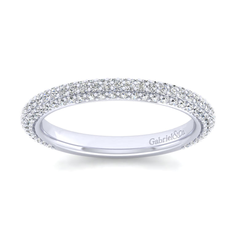 Fancy Wedding Ring in 14k White Gold with Round Natural Diamond at Gabriel & Co. - Shot 5