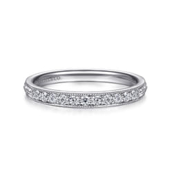 14K White Gold Diamond Pave Band RIng