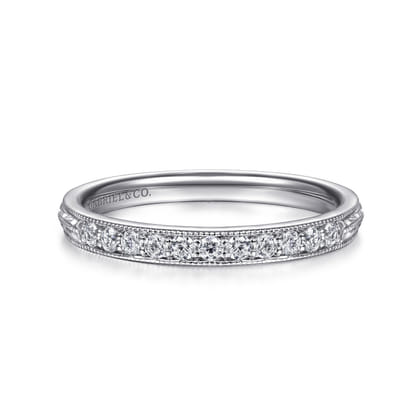 14K White Gold Diamond Pave Band RIng