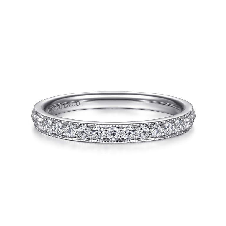 14K White Gold Diamond Pave Band RIng - 0.2 ct - Shot 1