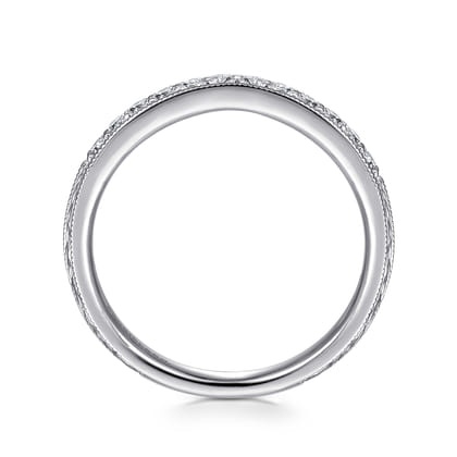 14K White Gold Diamond Pave Band RIng