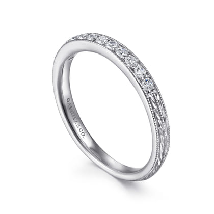 14K White Gold Diamond Pave Band RIng