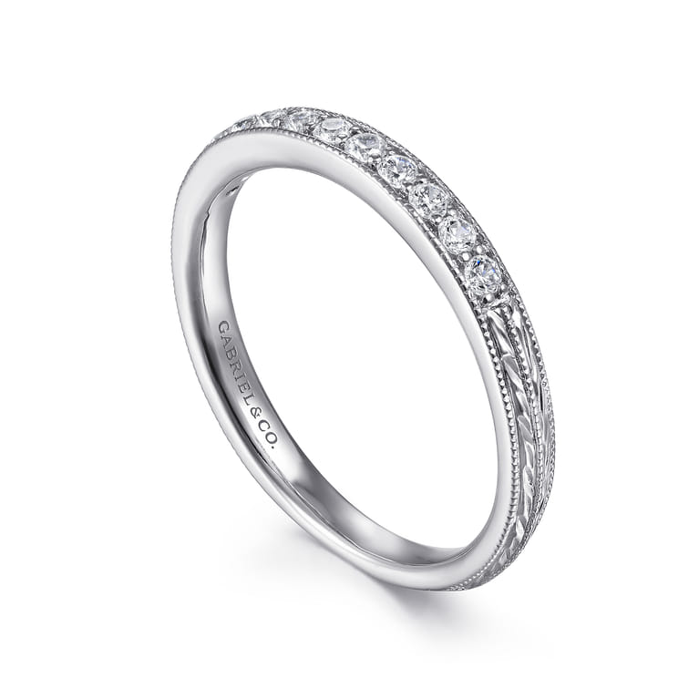 14K White Gold Diamond Pave Band RIng - 0.2 ct - Shot 3
