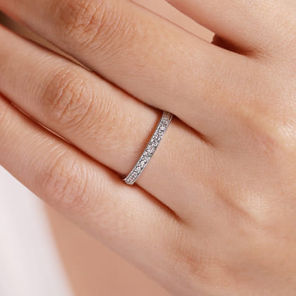 14K White Gold Diamond Pave Band RIng