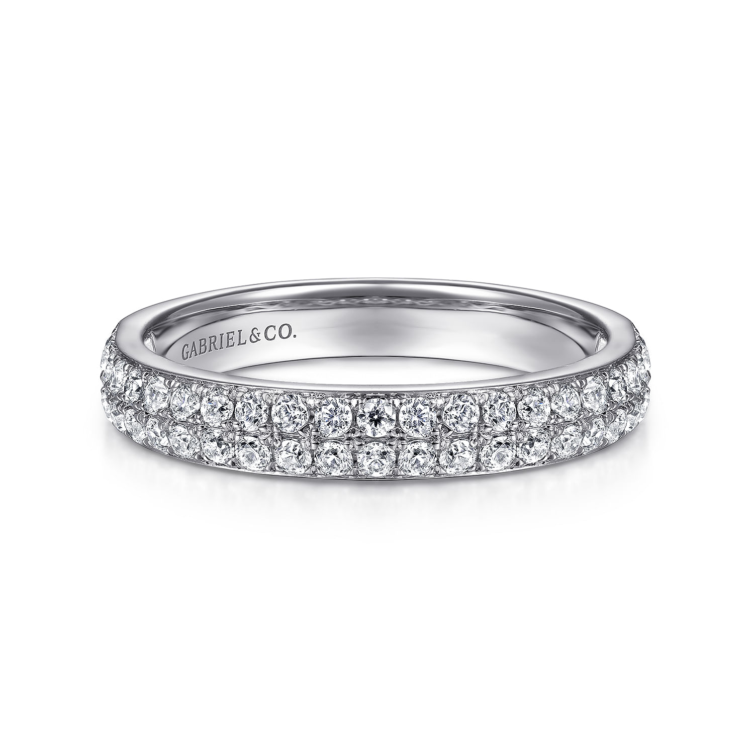 14K White Gold Diamond Pave Band Ring