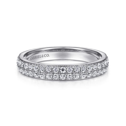 14K White Gold Diamond Pave Band Ring
