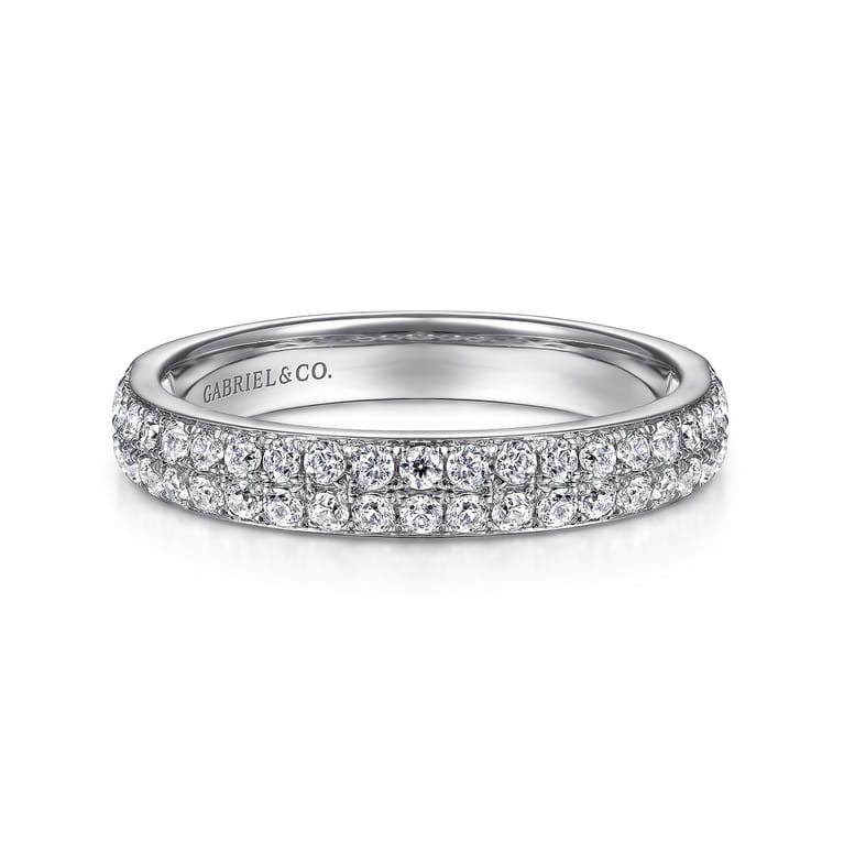 14K White Gold Diamond Pave Band Ring - 0.5 ct - Shot 1