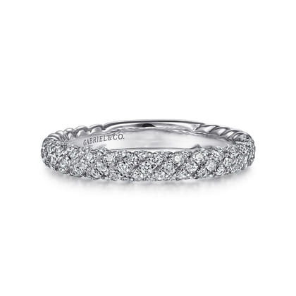 14K White Gold Diamond Pave Band